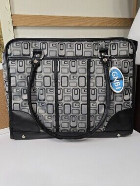 2 In 1 GNBI Geometric Gray and Black Tote Bag And Padfolio